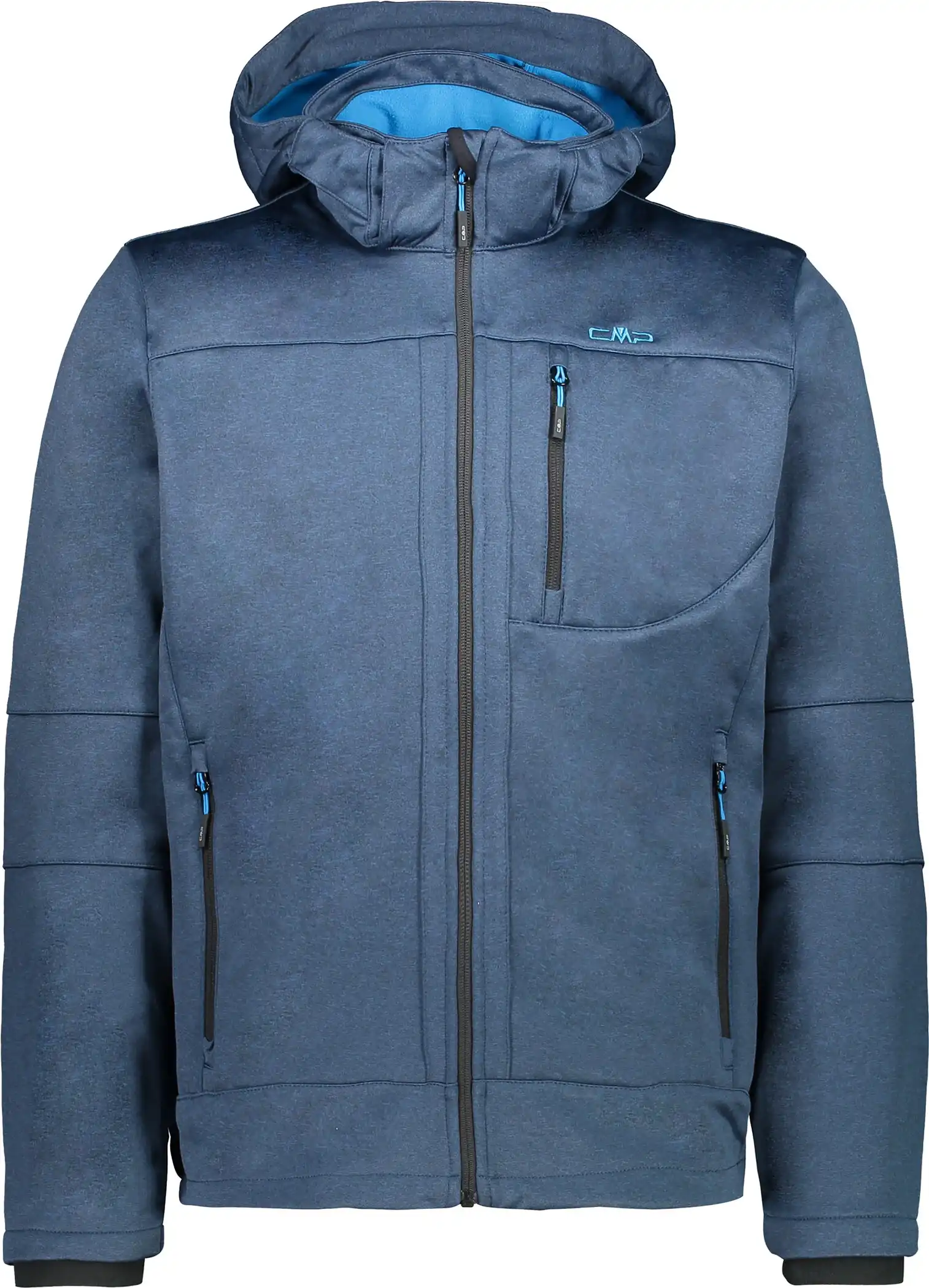 MAN JACKET ZIP HOOD BLUE INK MEL.-RIVER