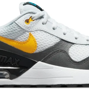 NIKE AIR MAX SYSTM BIG KIDS' S WHITE/LASER ORANGE-IRON GREY